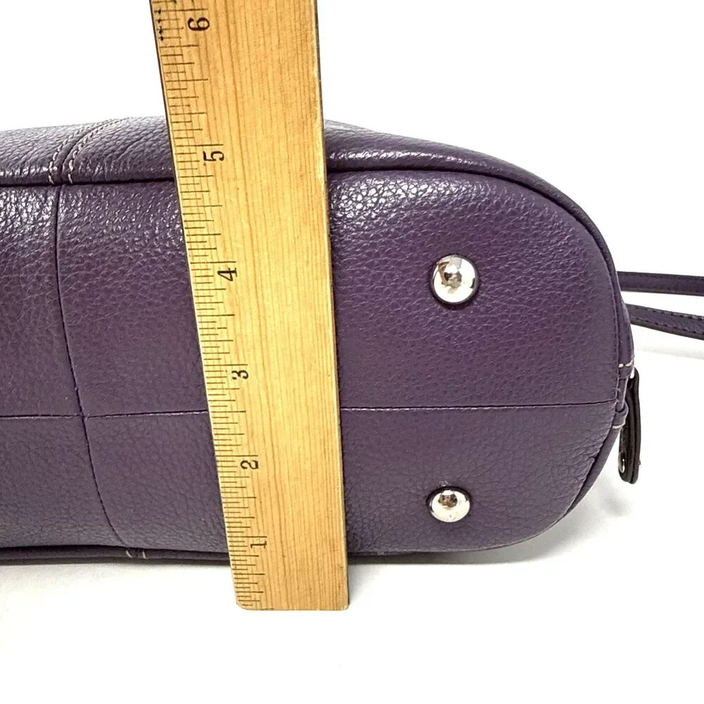 Tignanello Fab Function Dome Satchel Plum Purple Pebbled Leather Crossbody Strap
